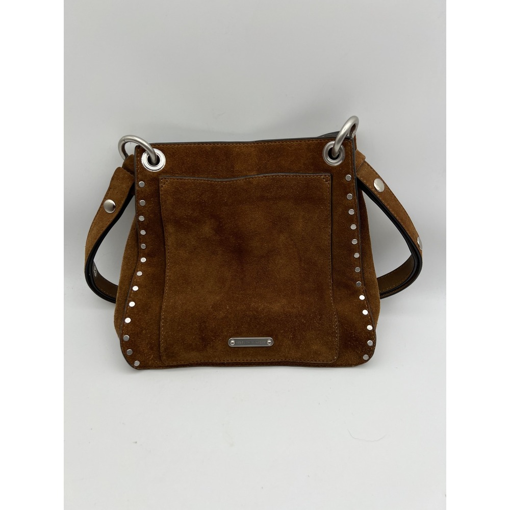 Rebecca Minkoff Brown Suede Studded Crossbody Bag Boho Shoulder Handbag